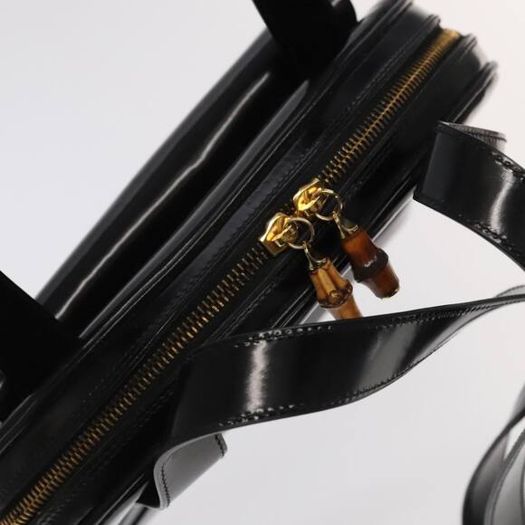 GUCCI Bamboo Shoulder Bag Enamel Black Gold 001 1075 1650 0 - Picture 6 of 12